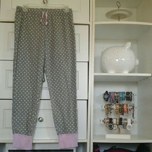 Grey and white spotted jogger with pink accents